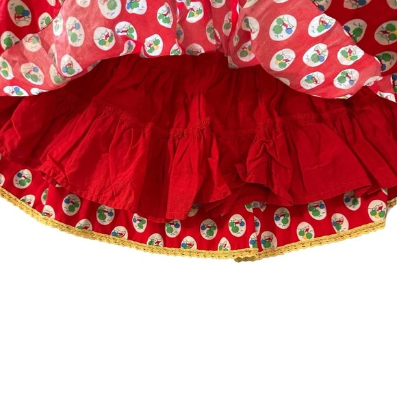 Little Bird Red Skirt with Green and White Pattern - Picture 3 of 6